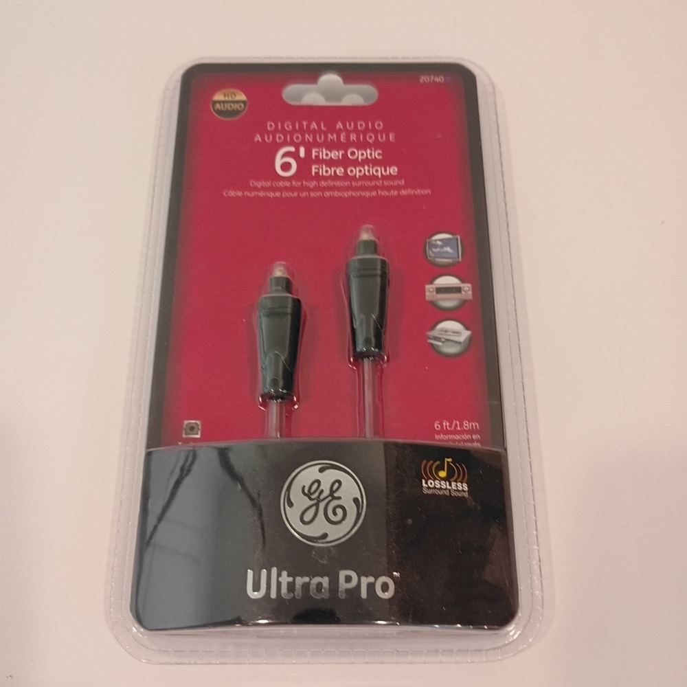 GE Ultra Pro Digital Audio Fiber cable 6 Ft Fiber cable For Surround Sound 24500
